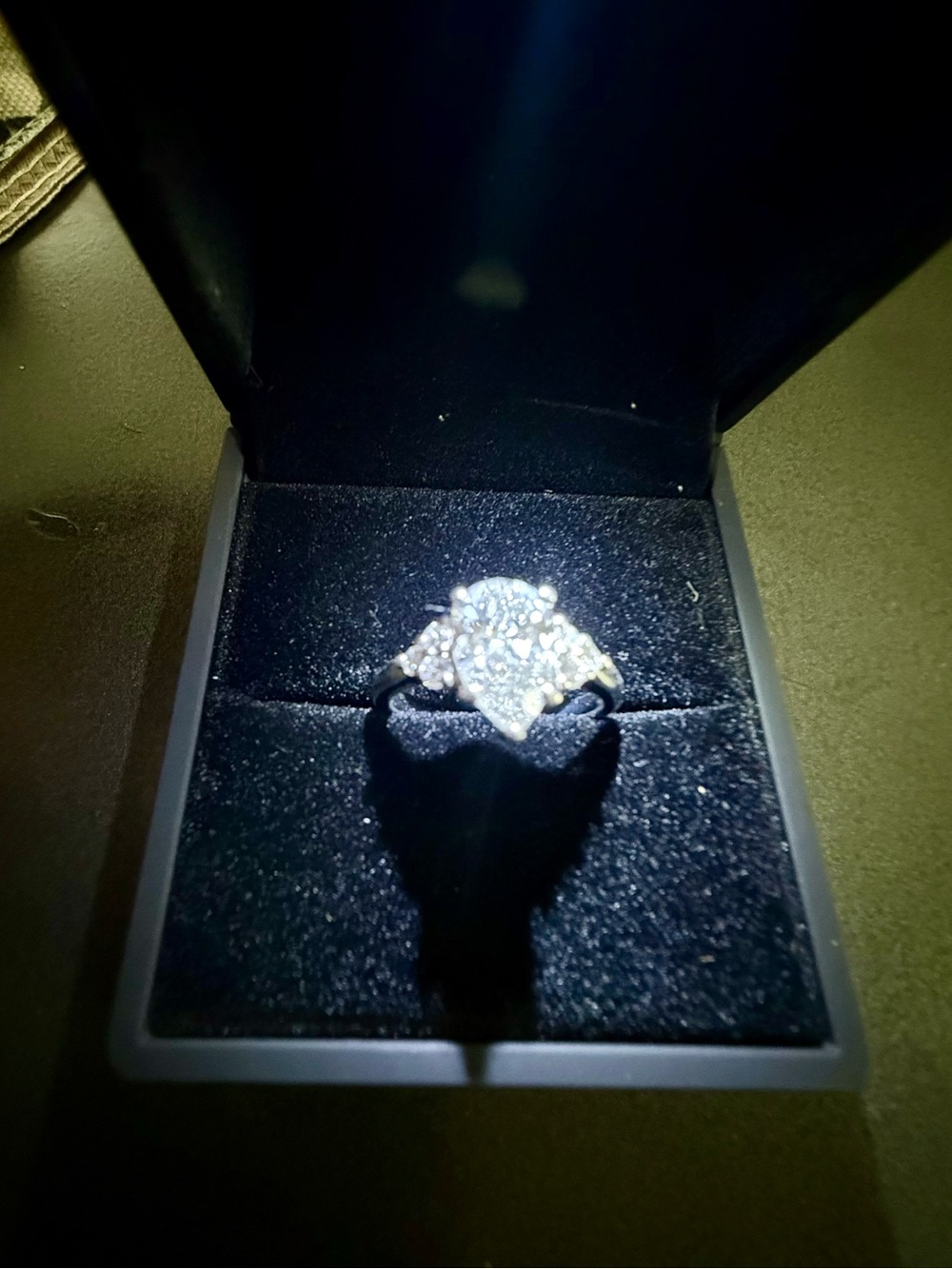 IGI Certified 2.03 Pear Lab Grown 10K Diamond Ring - Size 8